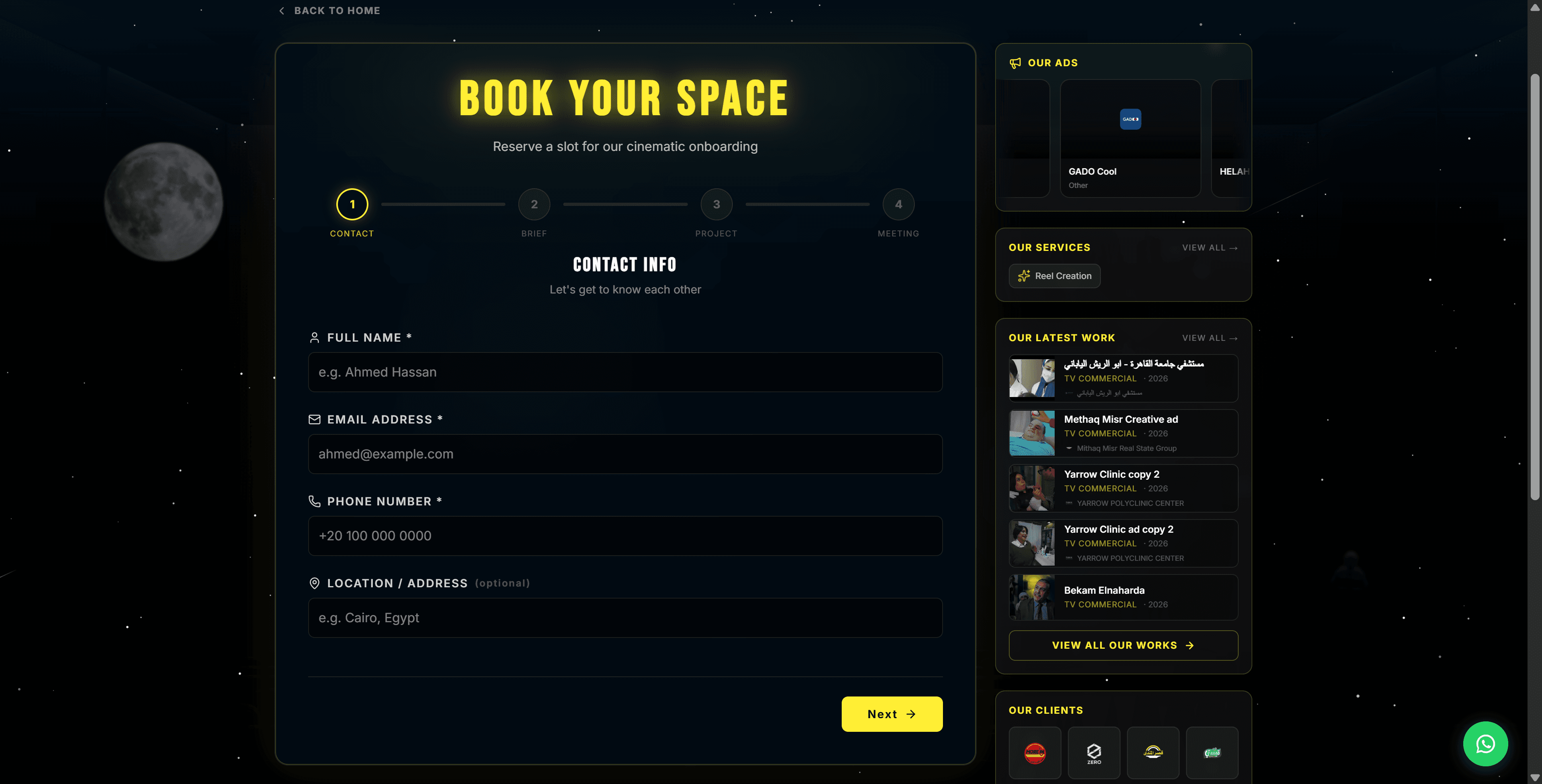 BT-ADV — Booking wizard Step 1: Client contact intake
