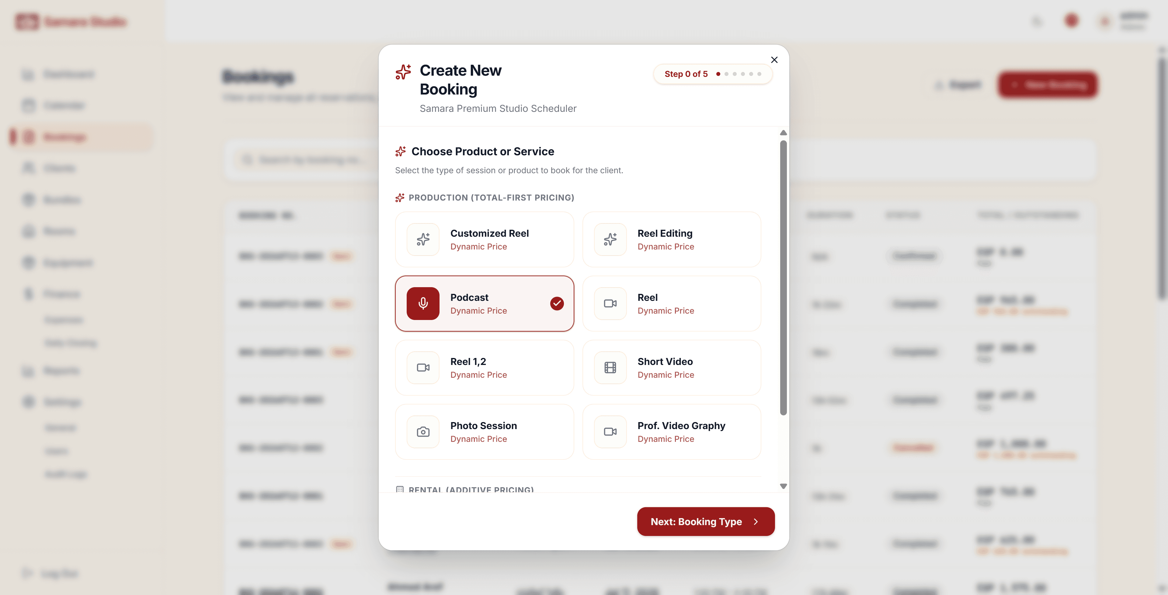Booking Wizard (Step 1) โ Client profile and account details selection