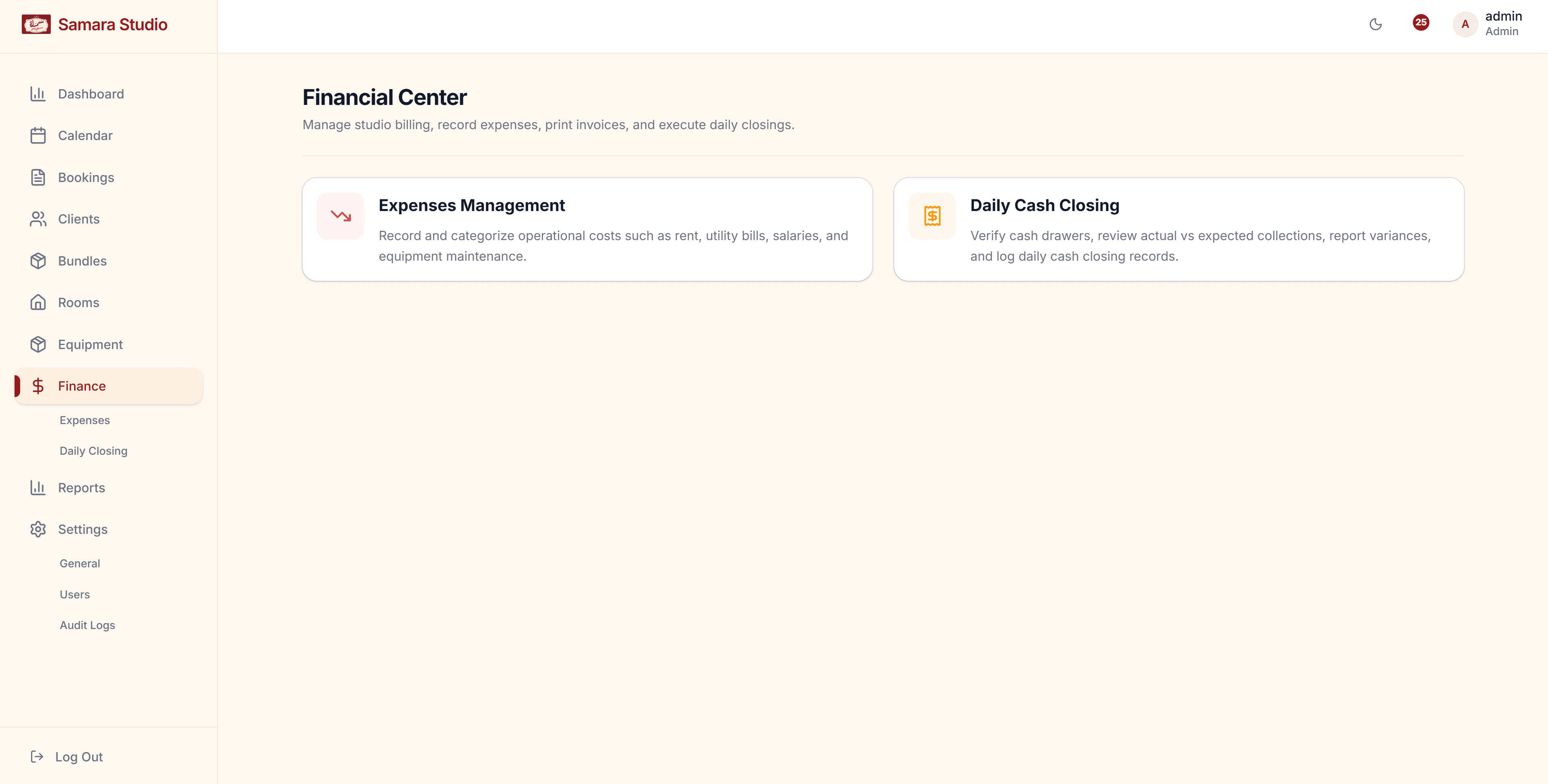 Financial Ledger โ Double-entry logs tracking all transactions, cash register balances, and cash-outs