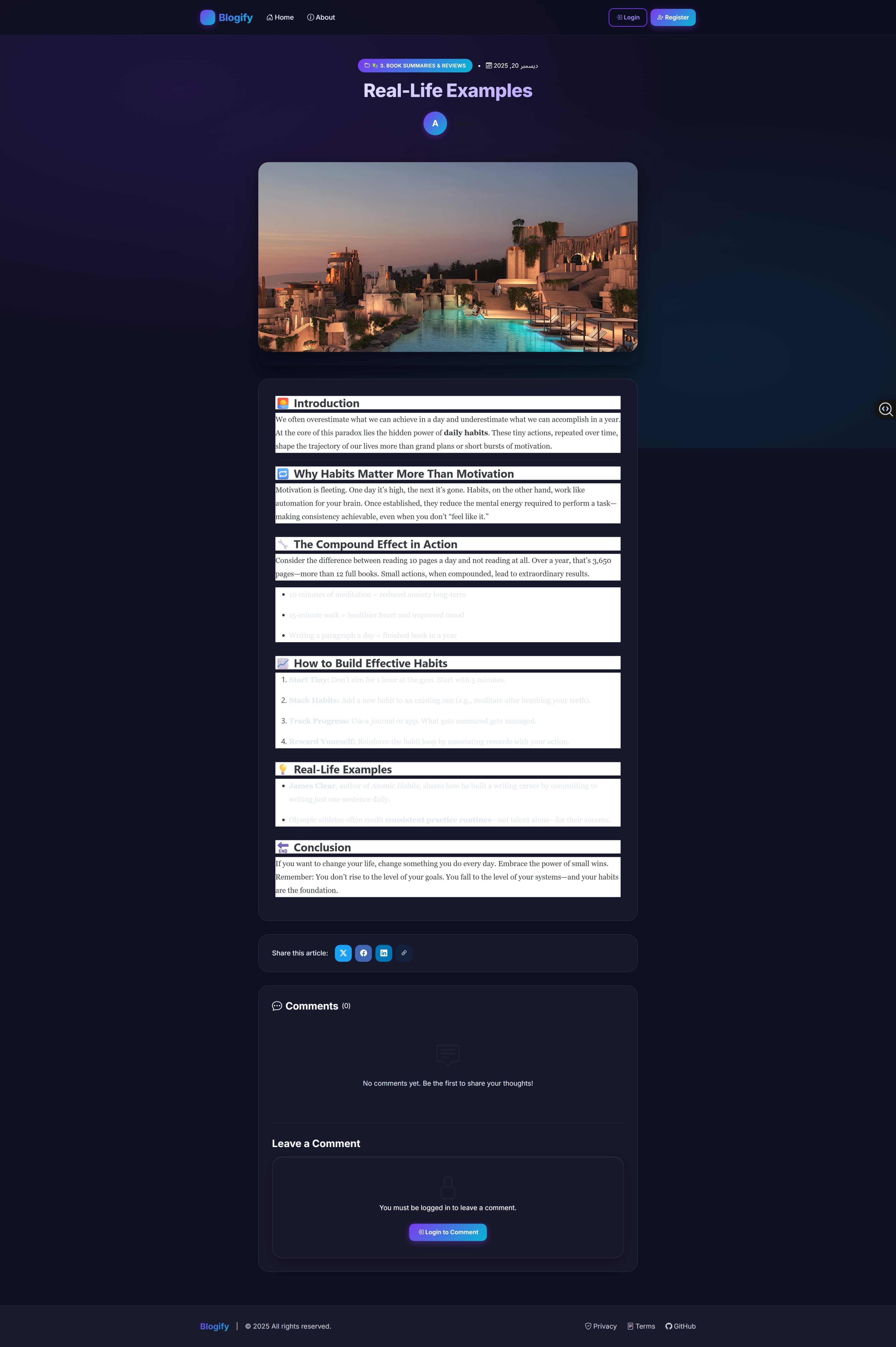 Blogify — Post details page