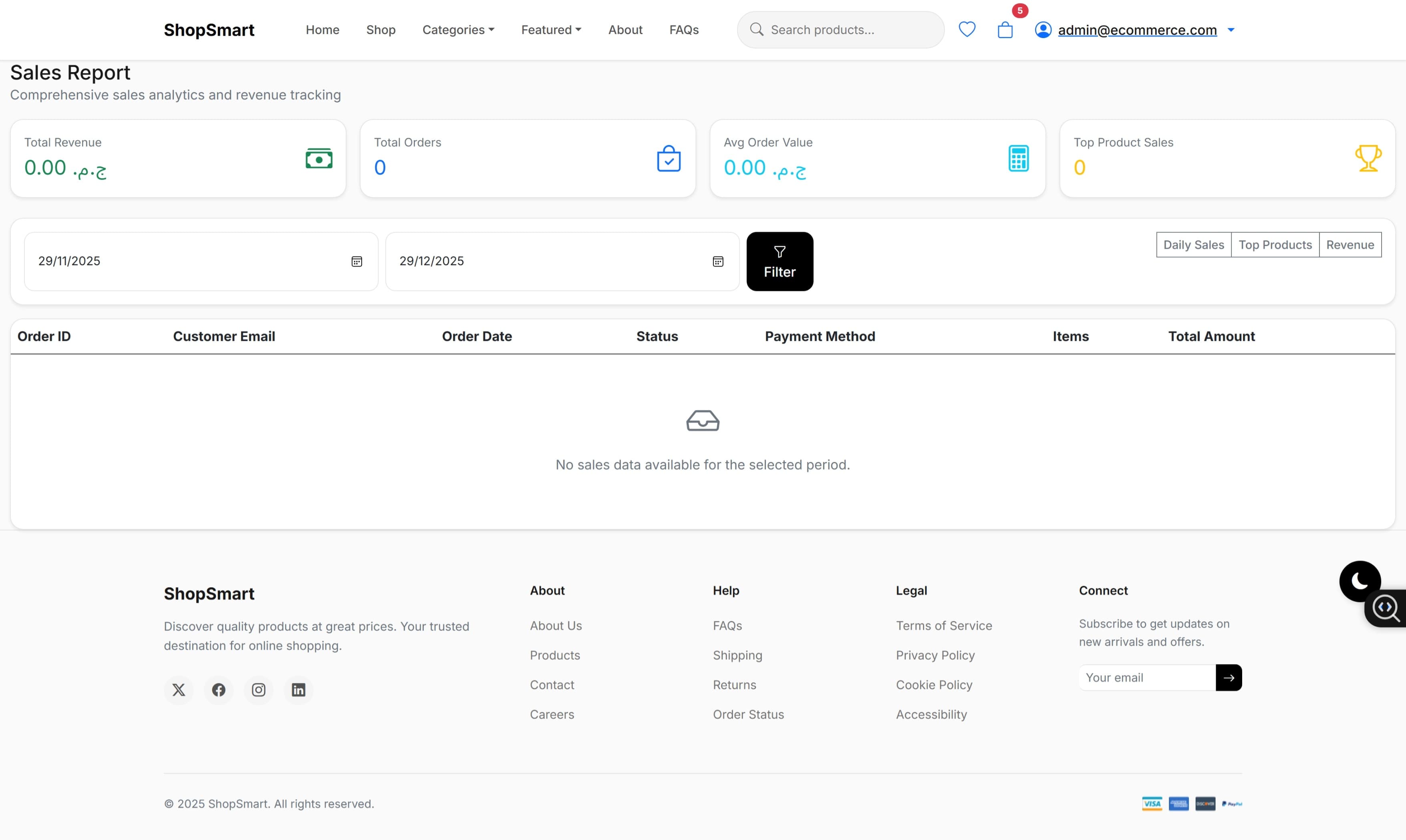 Sales Reports — Analytics and revenue tracking