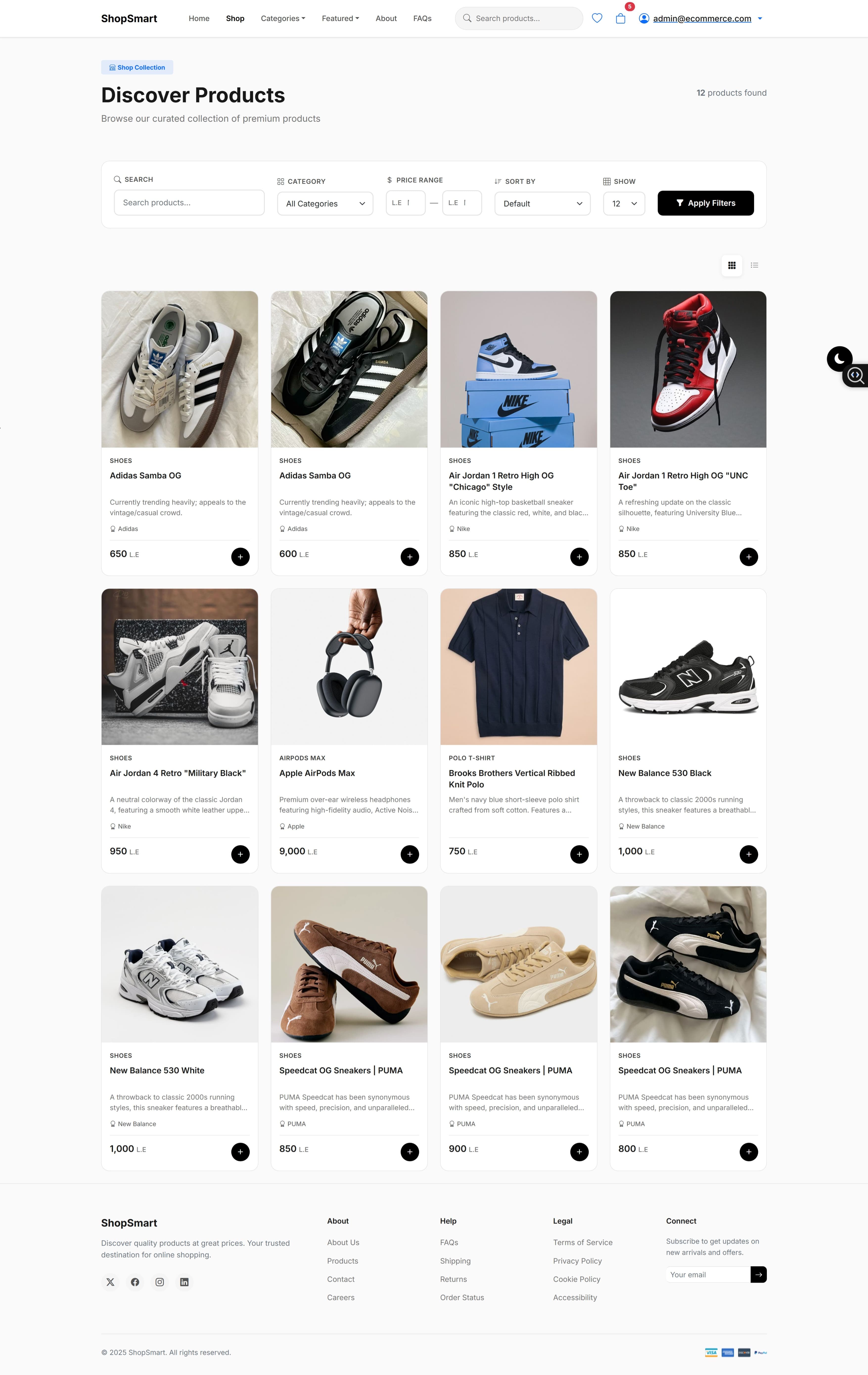 E-Commerce — Shop catalog with filters